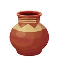 African pot, ceramic vase, craft tribal artifact in cartoon style isolated on white background. Amphora from clay, Royalty Free Stock Photo