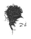 African pretty woman with Afro and bun hairstyle portrait. Royalty Free Stock Photo