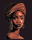 African pretty woman color image. Vector illustration