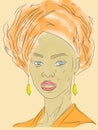 African pretty woman with fashionable hairstyle. Vector illustration