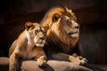 African pride lion couple. Generate ai Royalty Free Stock Photo