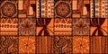 African print, seamless vector pattern in traditional African manner. Ethnic ornament. Warm browns Royalty Free Stock Photo