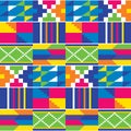 Ghana`s ethnic seamless vector pattern with geometric shapes, Kente nwentoma style vector colofrul textile or fabric print Royalty Free Stock Photo