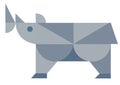 African rhino isolated. Abstract on white. side view. icon. Rhinoceros flat illustration.