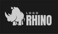 African rhino silhouette. Logo, symbol on a dark background. Vector illustration.