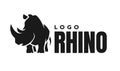 African Rhino Silhouette. Logo, Symbol. Vector Illustration.