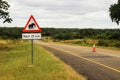 African road sign with the image of the animal - an elephant on the road Royalty Free Stock Photo
