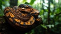 African rock python coiled around a jungle tree branch Royalty Free Stock Photo