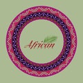African round mandala or border with adinkra symbols. Antique pattern. Vector illustration.