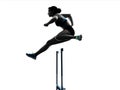 African runner running hurdlers hurdling woman isolated white ba Royalty Free Stock Photo