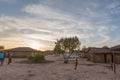 African rural village with sunset. Angola.