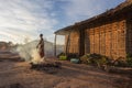 African rural village with sunset. Angola.