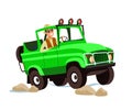 African safari adventure flat vector illustration Royalty Free Stock Photo