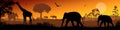 African safari animal silhouette landscape scene Royalty Free Stock Photo