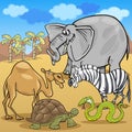 African safari animals cartoon illustration Royalty Free Stock Photo