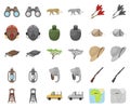 African Safari cartoon,monochrom icons in set collection for design. Trophies and equipment for Safari vector symbol