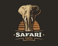 African safari elephant logo - vector illustration, emblem on dark background Royalty Free Stock Photo