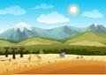 African safari flat vector banner concept. Beautiful nature landscape with cartoon animal characters. Tropical tourism Royalty Free Stock Photo