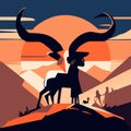 African safari landscape with antelope and tourists. Vector illustration. Generative AI