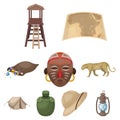 African safari set collection icons in cartoon style Royalty Free Stock Photo