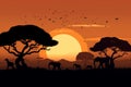 African Safari Silhouette Banner AI generated Royalty Free Stock Photo