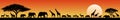 African savanna animals at sunset Royalty Free Stock Photo