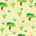 African savanna landscape seamless pattern. Royalty Free Stock Photo