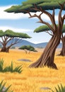 African Savannah Landscape Illustration Royalty Free Stock Photo