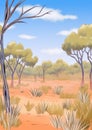 African Savannah Landscape Illustration Royalty Free Stock Photo