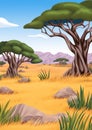 African Savannah Landscape Illustration Royalty Free Stock Photo