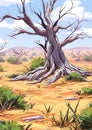 African Savannah Landscape Illustration Royalty Free Stock Photo