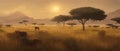 African savannah landscape with wild caviar of young deer, nature of Africa Royalty Free Stock Photo