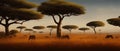 African savannah landscape with wild caviar of young deer, nature of Africa Royalty Free Stock Photo
