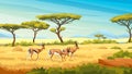 African savannah landscape with wild roe deers Royalty Free Stock Photo