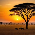 African savannah view at Royalty Free Stock Photo