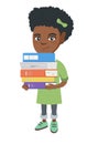 African school child holding pile of textbooks. Royalty Free Stock Photo