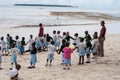 African school kids outdoor with teachers