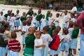 African school kids outdoor with teachers