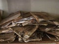African school showing old library with torn books