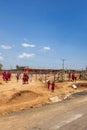 African schoolchildren on the way to school