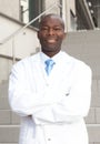 African scientist in front of his lab