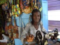 African seamstress in her shop, Ghana, West Africa