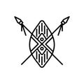 African shield spears icon - editable stroke