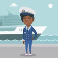 African ship captain in uniform at the port. Royalty Free Stock Photo