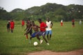 African soccer team during training