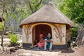 African Sotho couple in native tribal house Royalty Free Stock Photo