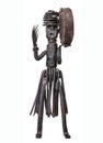 African souvenir dancing shaman with a tambourine, iron vintage figurine