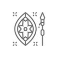 African spear and shield line icon.