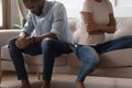 African couple not looking talking at each other after quarrelling Royalty Free Stock Photo