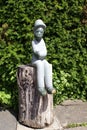 African statue at Herstmonceux Castle garden in England